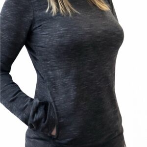 Lululemon Exhalation Pullover II Heathered Marled Black Long Sleeve Size 6
